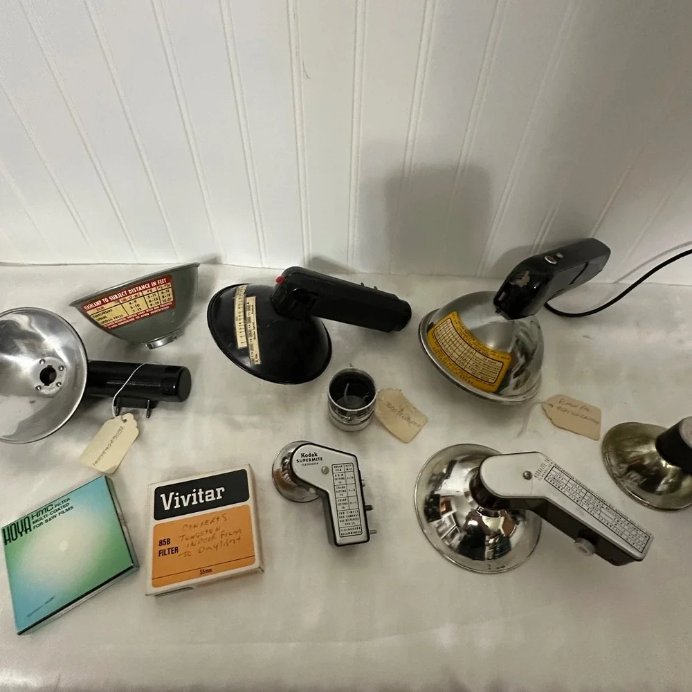 Kodak Vivitar Hoya Camera Flash & Filter Lot Vintage Silver Good Mixed Untested